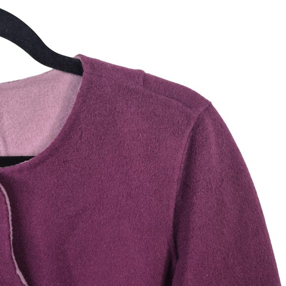 Talbots Coat Womens 10 Purple Wool Blend Peacoat Double Faced Reversible Buttons - Picture 14 of 15